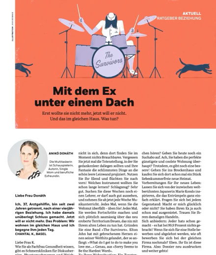 Anik&oacute; Don&aacute;th, Autorin, schreibt in der Coopzeitung Kolumne: Mit dem Ex unter einem Dach