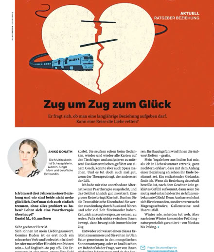 Anik&oacute; Don&aacute;th, Autorin, schreibt in der Coopzeitung Kolumne: Zug um Zug zum Gl&uuml;ck