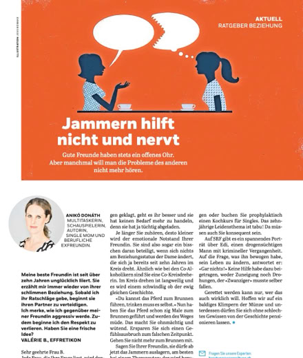 Anik&oacute; Don&aacute;th, Autorin, schreibt in der Coopzeitung Kolumne: Jammern hilft nicht und nervt
