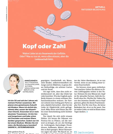 Anik&oacute; Don&aacute;th, Autorin, schreibt in der Coopzeitung Kolumne: Kopf oder Zahl