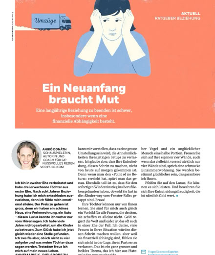 Anik&oacute; Don&aacute;th, Autorin, schreibt in der Coopzeitung Kolumne: Ein Neuanfang braucht Mut