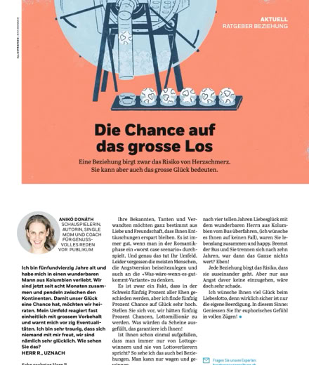 Anik&oacute; Don&aacute;th, Autorin, schreibt in der Coopzeitung Kolumne: Die Chance auf das grosse Los