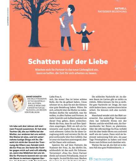 Anik&oacute; Don&aacute;th, Autorin, schreibt in der Coopzeitung Kolumne: Schatten auf der Liebe