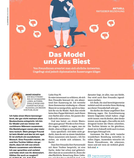 Anik&oacute; Don&aacute;th, Autorin, schreibt in der Coopzeitung Kolumne: Traummann statt Toyboy